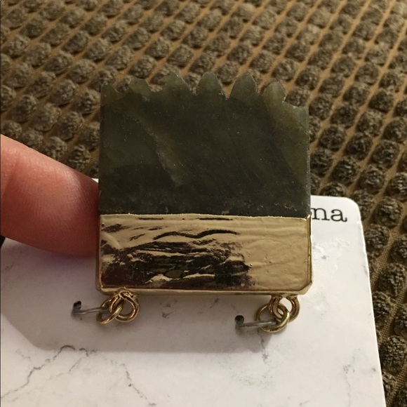 New Brown Sideways Natural Stone Pendant Connector - Picture 5 of 11